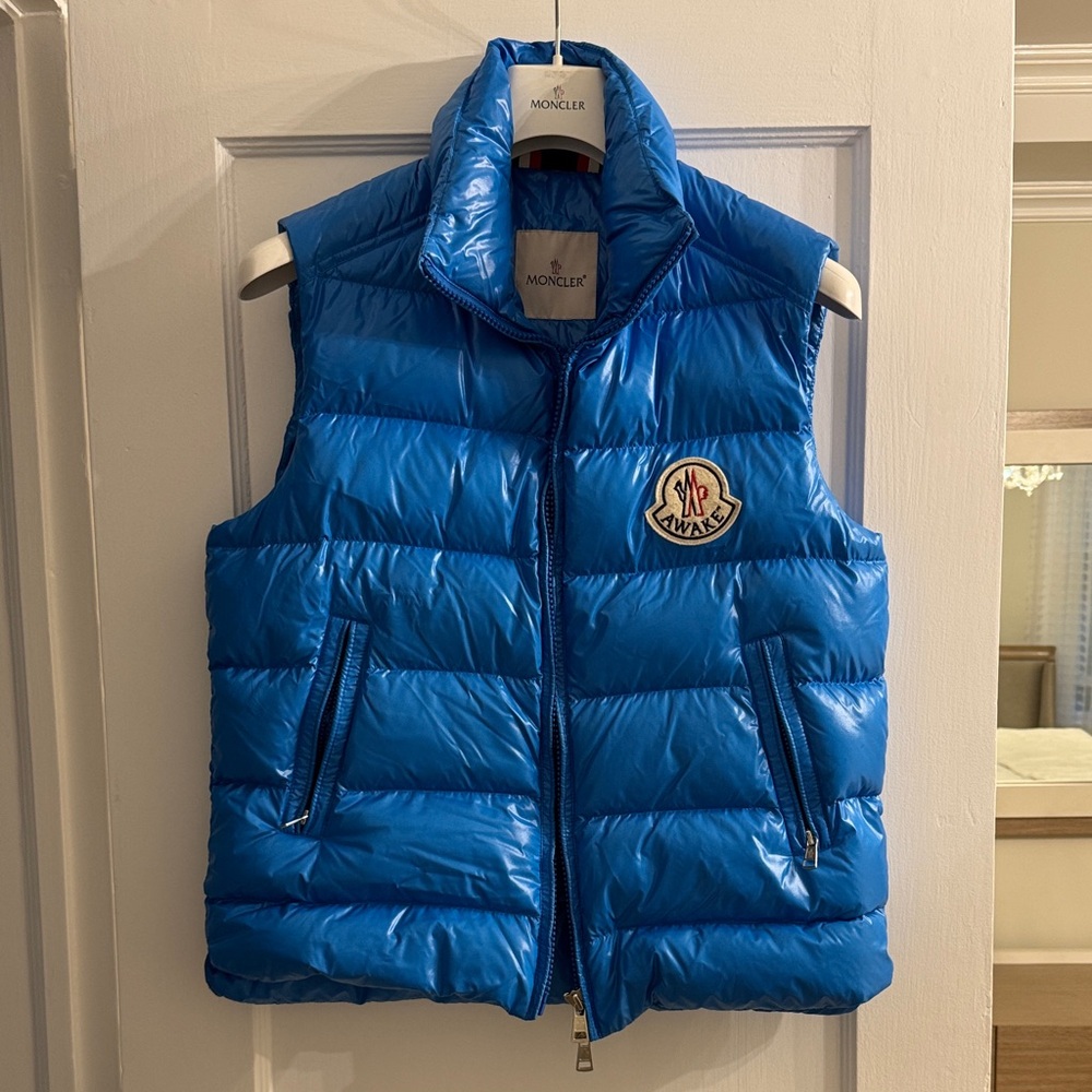 Moncler Shiny Blue Quilted Vest